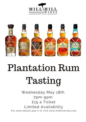 Plantation Rum Tasting Wednesday 18th May 2022